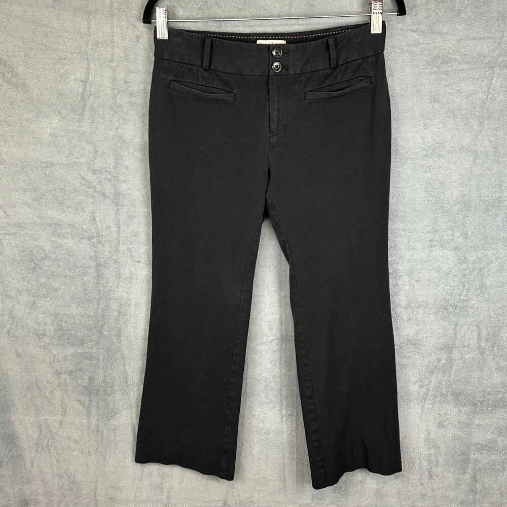 Anthropologie Pants Women 4 Black Essential Crop Flare Office Neutral Minimalist